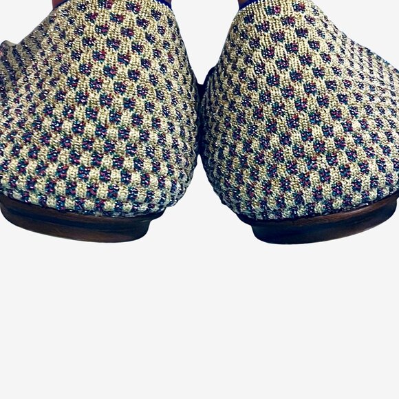 Rothys | Tan and Blue Textured Sparkly Mary Jane Pointed Flats 8.5 EUC - Picture 4 of 4